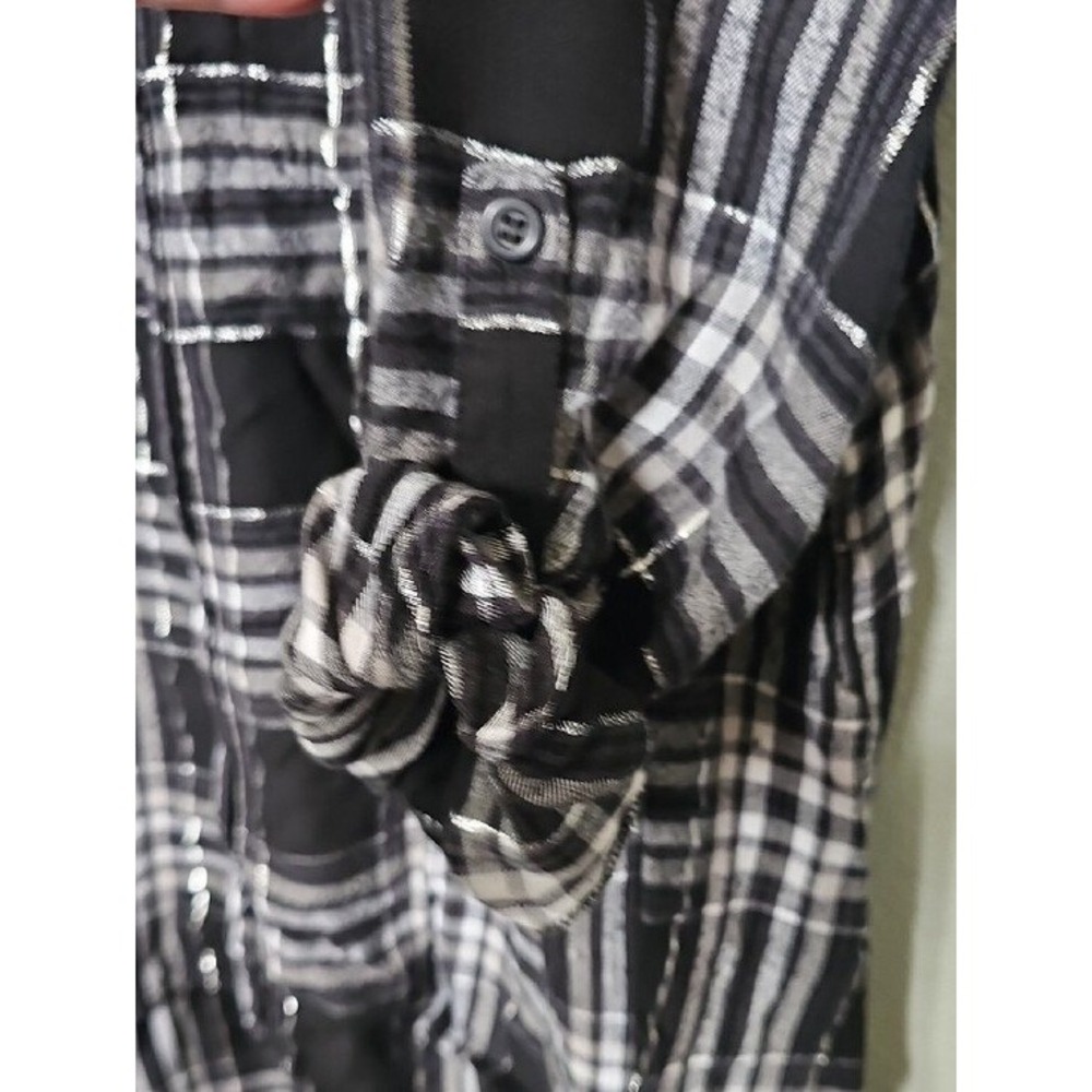 Lane Bryant Womens Black White Plaid Flannel Button Down Shirt Plus 22/24 - Picture 7 of 8